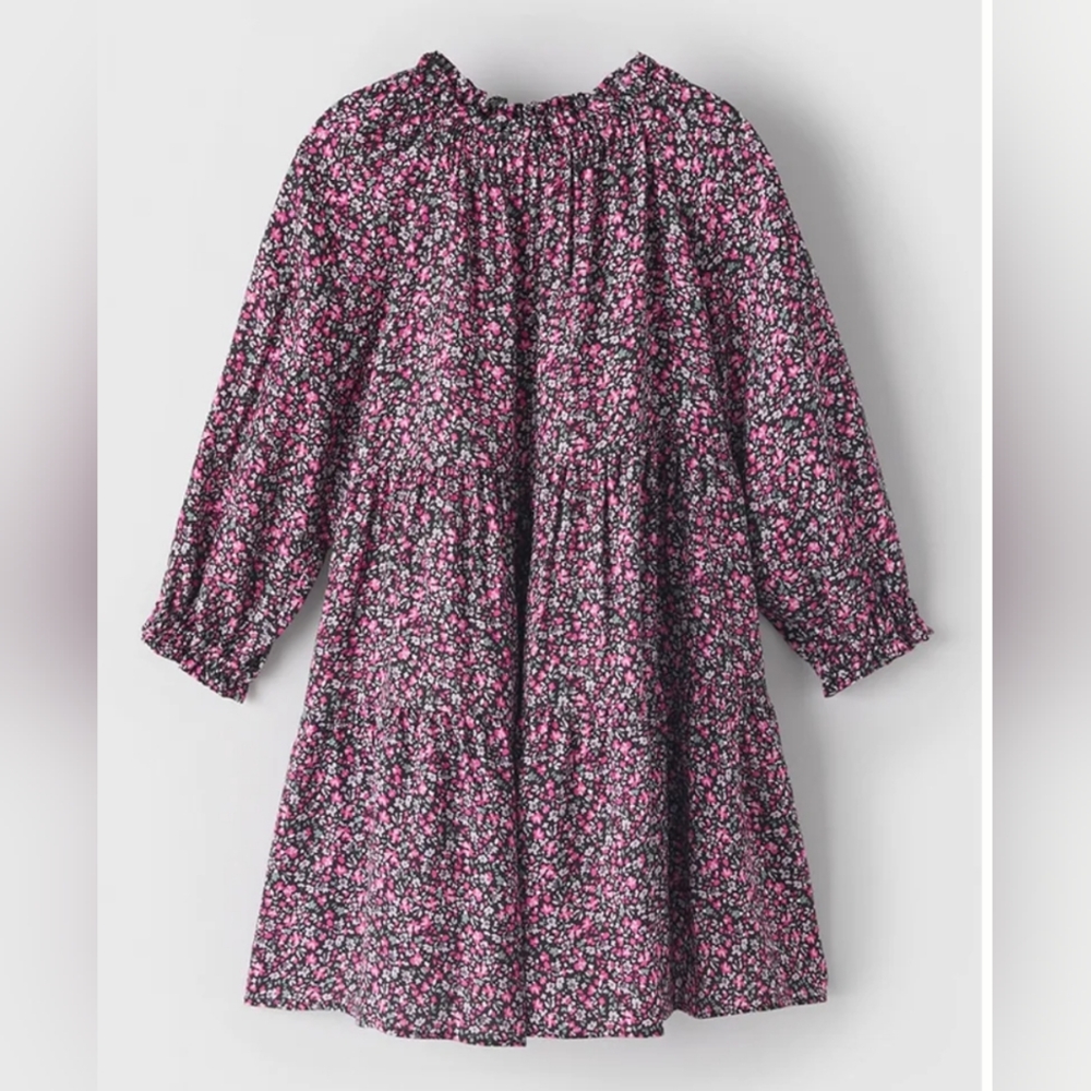 NWT Zara Kids Tiered Floral Print Long Sleeve Dress